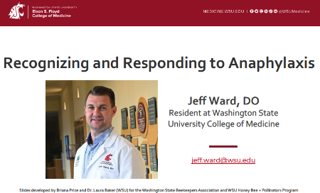 Title slide snapshot of anaphylaxis recognition and response training